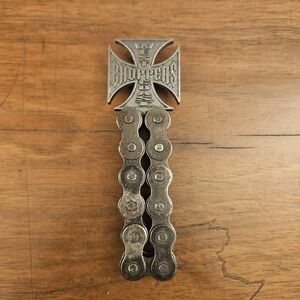West Coast Choppers Iron Cross Bottle Opener Motorcycle Chain Link Silver Toned